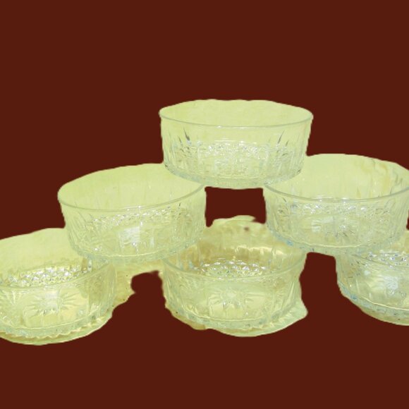 VTG SET OF 6 ARCOROC SALAD/DESERT BOWLS, CUT CRYSTAL FRANCE - Picture 2 of 7